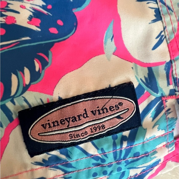 Vineyard Vines Boys Pink and Blue Swim Trunks - Picture 4 of 4